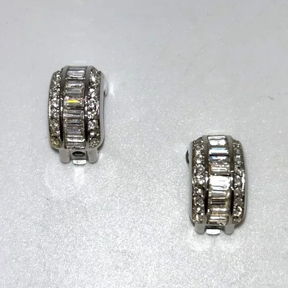 Christian Dior Vintage Clip-On Earrings With Rhinestones & Silver-Tone Metal - Picture 16 of 16